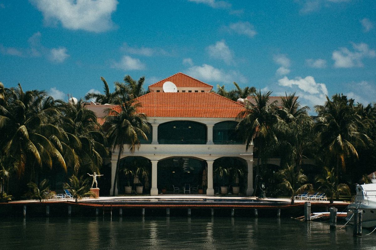 Luxury waterfront home exterior in South Florida